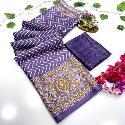 Chandan Fabrics Printed Kalamkari Jacquard Saree(Purple)