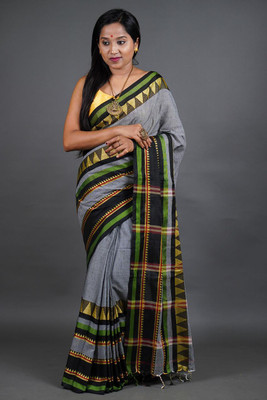 Rnn Saree Printed Handloom Pure Cotton Saree(Grey)