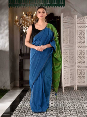 HouseOfCommon Solid/Plain Handloom Cotton Silk Saree(Multicolor)