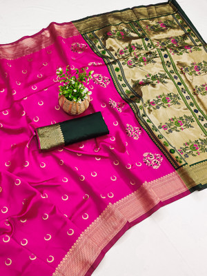 VASTUKALA Woven Kanjivaram Pure Silk, Art Silk Saree(Pink)