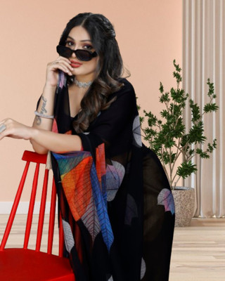 Jayu Dyed Bollywood Georgette Saree(Black)