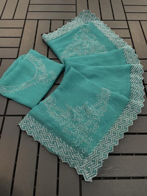 VarniRaaj Fashion Embellished Bollywood Organza Saree(Light Blue)