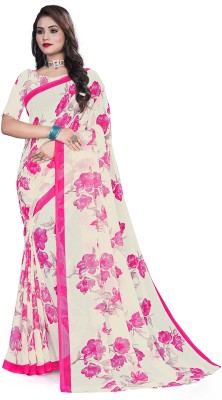 Kesaria Textile Company Floral Print Daily Wear Georgette Saree(Pink)