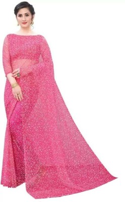 renukas Self Design Bollywood Net Saree(Pink)