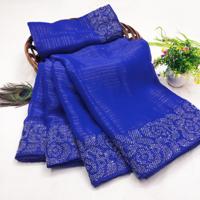 SOJITRA IMPEX Embellished Bollywood Georgette Saree(Blue)