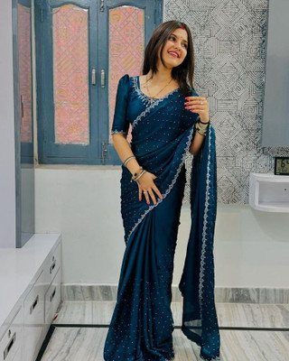 KAKADIYA CREATION Embellished Bollywood Chiffon Saree(Blue)