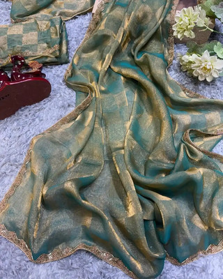 RamKrupa Creation Embellished Bollywood Chiffon Saree(Green)