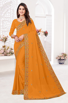 BATHANI CREATION Embroidered Bollywood Georgette Saree(Orange)