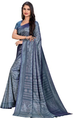 Novus Knitting Printed Daily Wear Art Silk Saree(Light Blue)