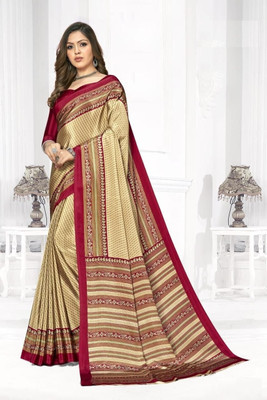 Panchvati NX Printed Bollywood Crepe Saree(Cream)