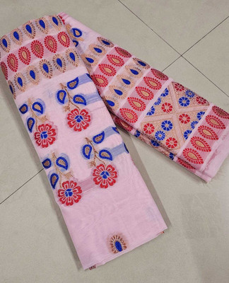 VRAJ CREATION Woven Mekhela Chador Pure Cotton Saree(Pink)