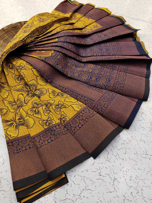 HB VENTURE Woven Banarasi Jacquard Saree(Yellow)