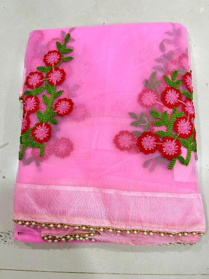 skyfiesta Embroidered Bollywood Net Saree(Pink)