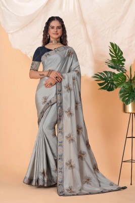 Shilpa Fashion Printed Bollywood Art Silk Saree(Grey)