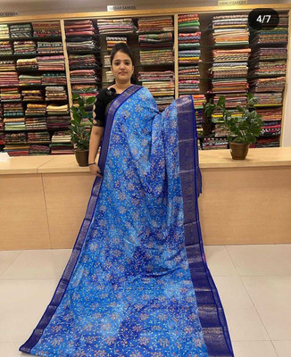 Vihan Feb Surat Printed Bollywood Chanderi Saree(Light Blue)