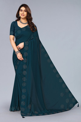 Madhur milan Solid/Plain Daily Wear Art Silk Saree(Blue)