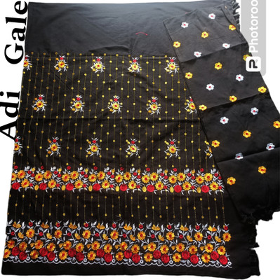 Dakmanda Self Design Handloom Pure Cotton Saree(Pack of 2, Black)