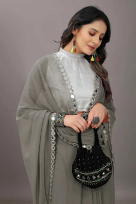 SARETRA MALL Embellished Bollywood Georgette Saree(Grey)