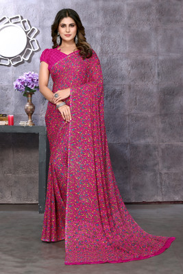YASHIKA Printed Bollywood Georgette Saree(Pink)