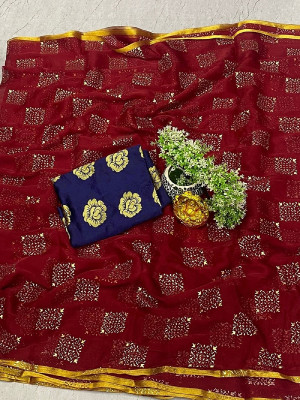 Vrise Life Style Embellished Daily Wear Chiffon Saree(Maroon)