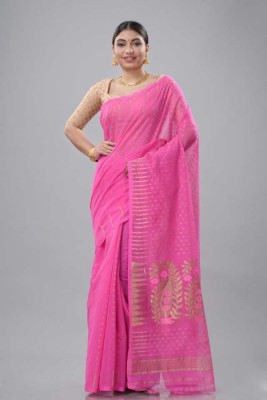 BongSaree Self Design Bollywood Handloom Pure Cotton Saree(Pink)