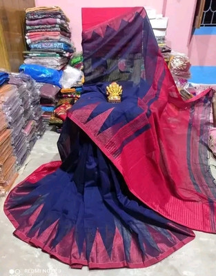 Pal Handloom Self Design Handloom Cotton Blend Saree(Blue)