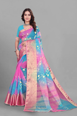Aarunika fashion Solid/Plain Bollywood Organza Saree(Yellow)
