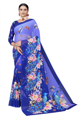 Pemal Designer Digital Print Bollywood Georgette Saree(Purple)