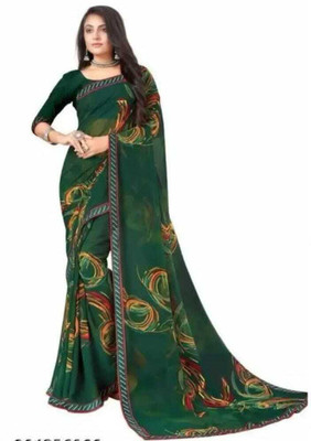 MUKTIDATA Printed Bollywood Georgette Saree(Dark Green)