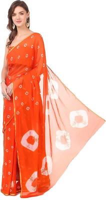 SainiVastra Printed Bollywood Chiffon Saree(Orange)