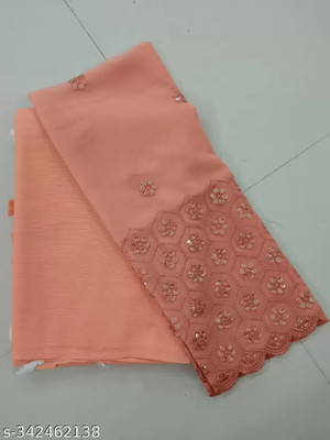 Laaksha Creation Printed Bollywood Georgette Saree(Orange)