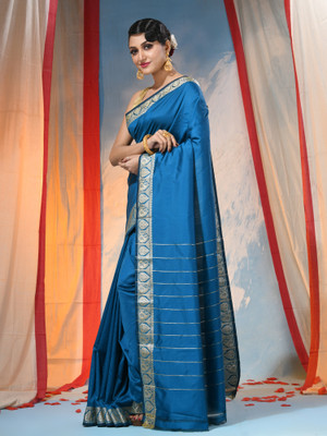 Desh Bidesh Woven Kanjivaram Handloom Silk Blend Saree(Blue)