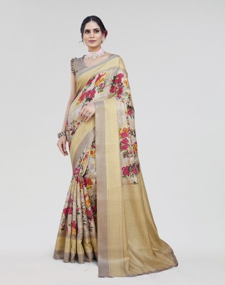 ANIRAV Woven Mysore Art Silk Saree(Yellow)