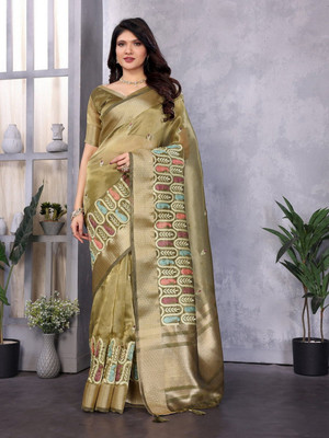 NEGRONI Woven Daily Wear Cotton Silk Saree(Light Green)