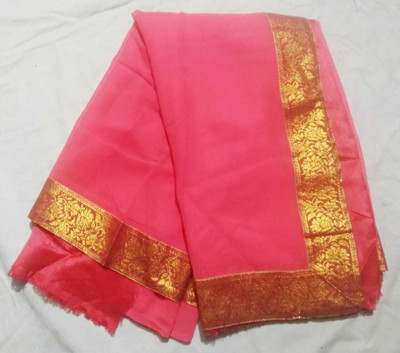 AARTI SAREES Solid/Plain Bollywood Chiffon Saree(Pink)