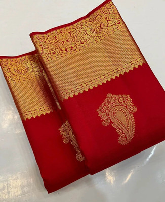 Khodal Zari Work Woven Kanjivaram Jacquard, Pure Silk Saree(Red)