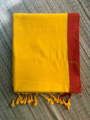 Swapna boutique Solid/Plain Handloom Pure Cotton Saree(Yellow)