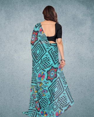 Jayu Printed Bollywood Georgette Saree(Light Blue)