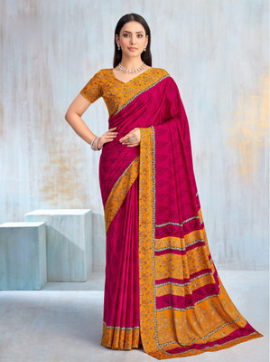 Divastri Printed Bollywood Crepe Saree(Pink)