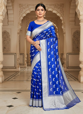 Sariya Embellished, Woven Kanjivaram Pure Silk, Art Silk Saree(Light Blue)