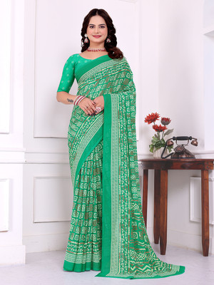 Kanooda Prints Printed Bollywood Georgette Saree(Light Green)
