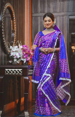 VM Selling Hub Woven Mekhela Chador Art Silk Saree(Multicolor)