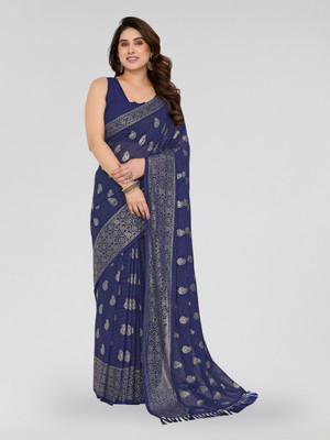 Divastri Printed Bollywood Georgette Saree(Dark Blue)