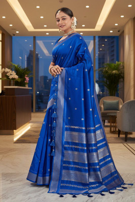 SuratSareeMall Woven, Self Design Banarasi Jacquard Saree(Blue)