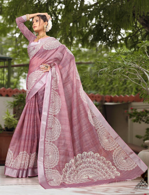 Gajal Printed, Woven Kanjivaram Pure Cotton, Cotton Linen Saree(Magenta)