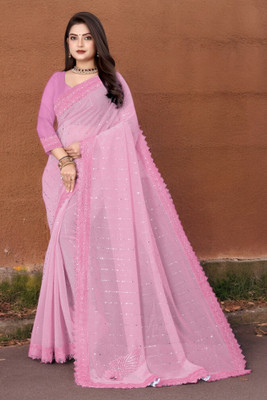 Labheshwari Embellished Bollywood Lycra Blend Saree(Pink)