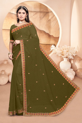 BATHANI CREATION Embroidered Bollywood Georgette Saree(Green)