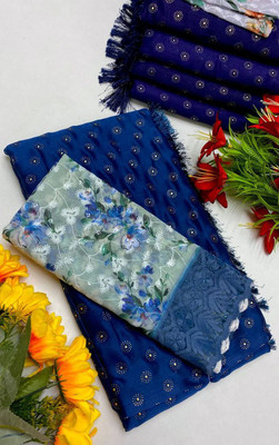 Ethina Fashion Dyed Bollywood Brasso Saree(Light Blue)