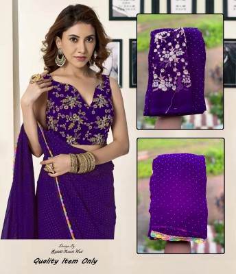 Riddhi textile Hub Embellished Bollywood Georgette Saree(Purple)