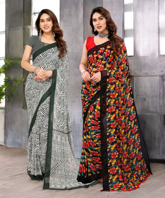 Divastri Printed Bollywood Georgette Saree(Pack of 2, Multicolor)